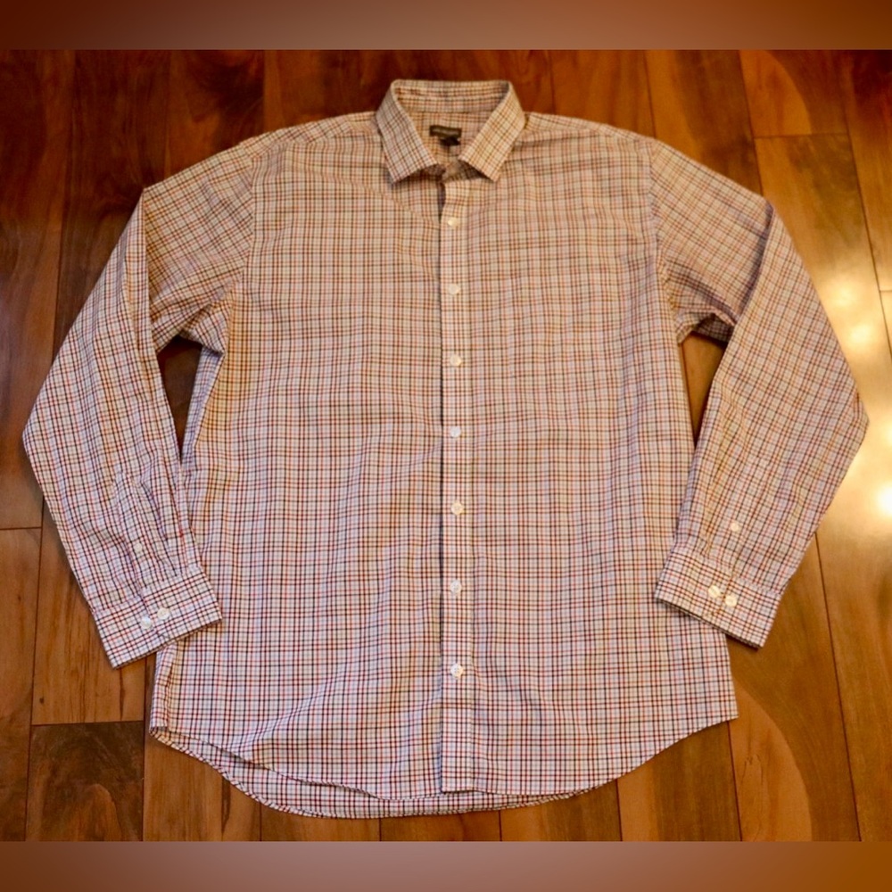 Van Heusen Men's Multi-Check Dress Shirt - White, Blue, Red
